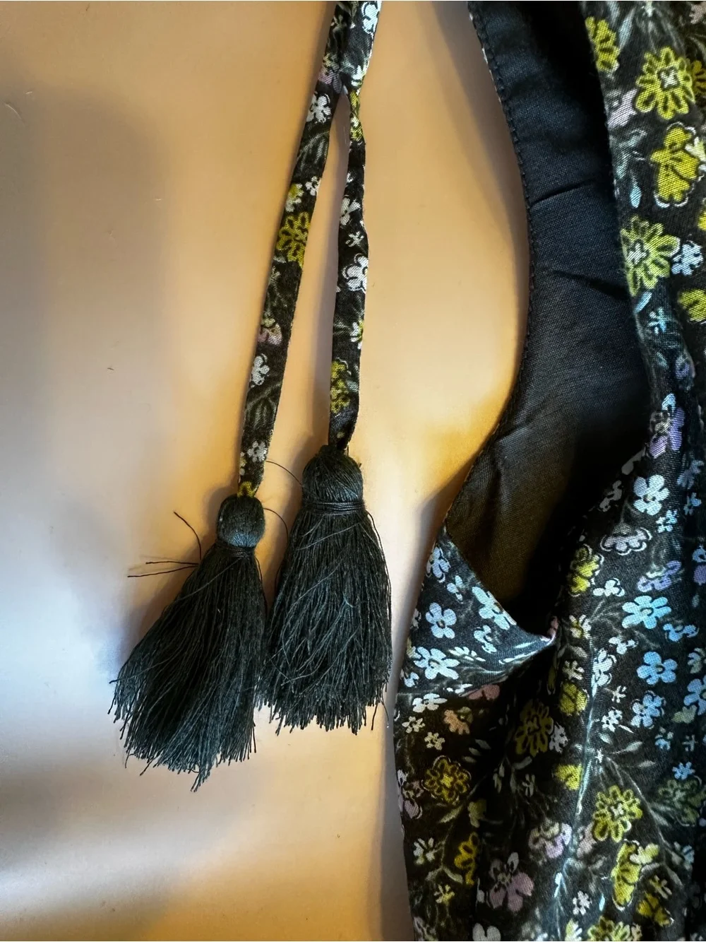 J. Crew Black Floral Tie-Shoulder Sleeveless Top